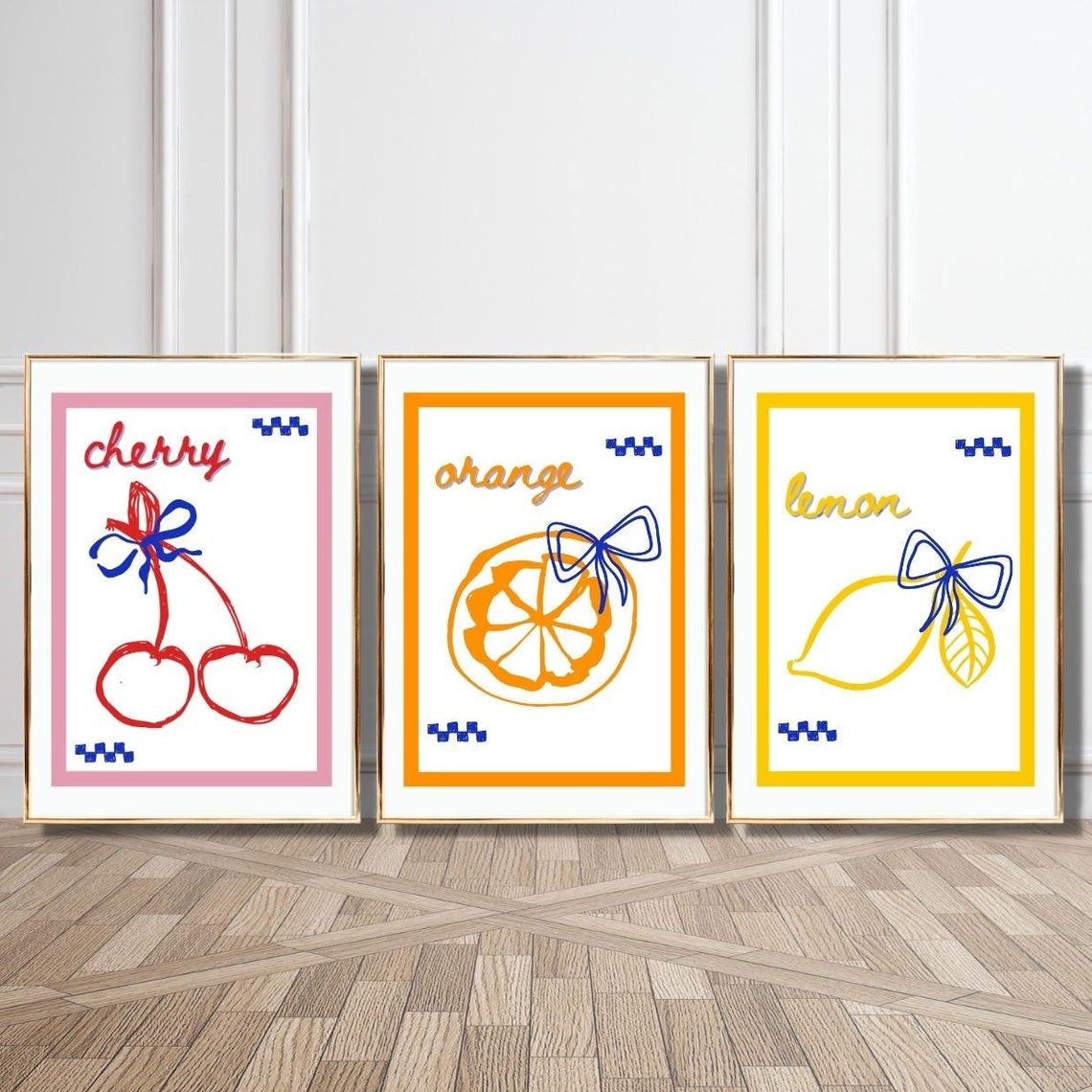 Orange Slice Blue Bow Retro Fruit Illustration Kitchen Decor Poster - Image 5
