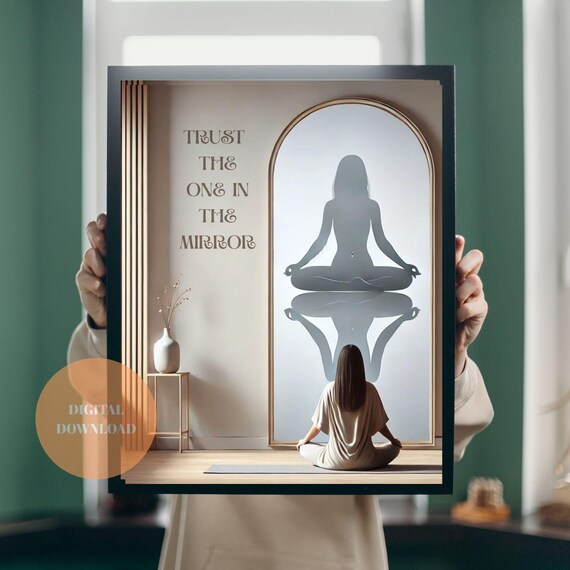Meditative Woman Reflection, Yoga Room Decor