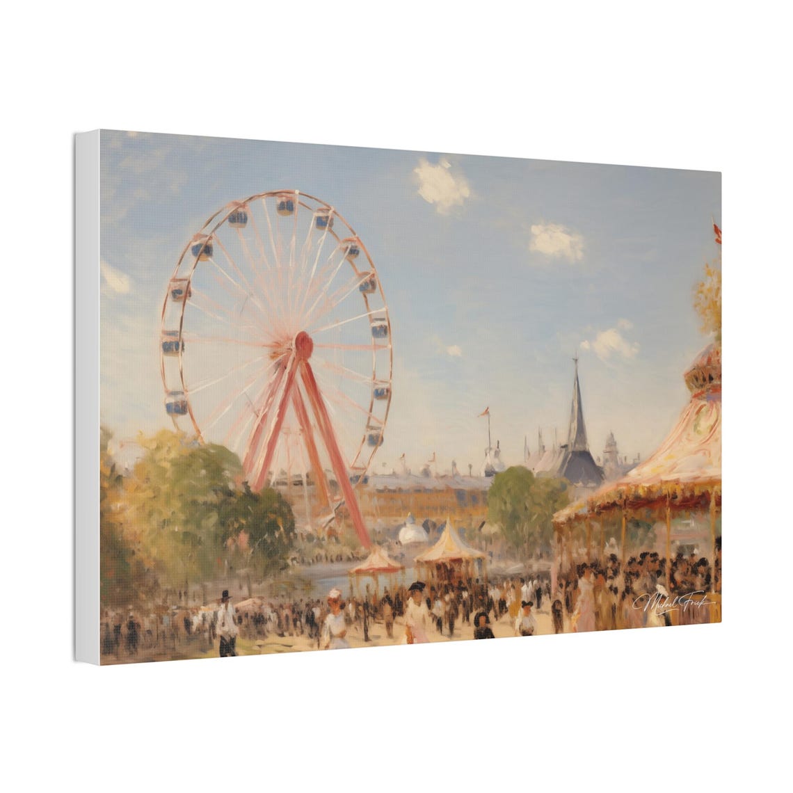 Vintage Summer Carnival Ferris Wheel Impressionist Fair Poster - Image 4