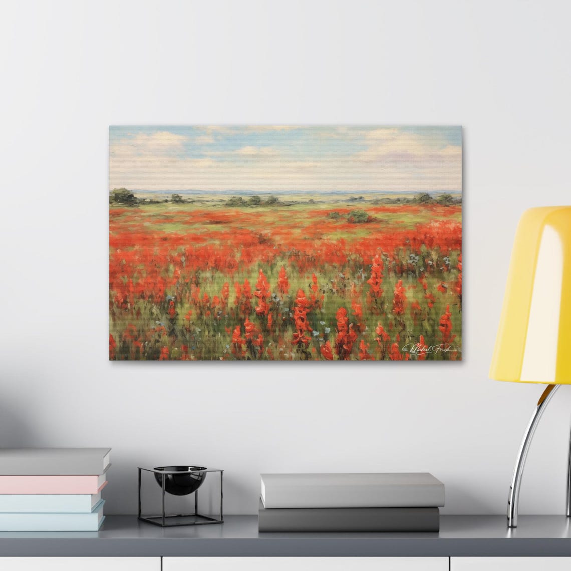 Field Of Indian Paintbrush Wildflowers Under A Big Sky Poster