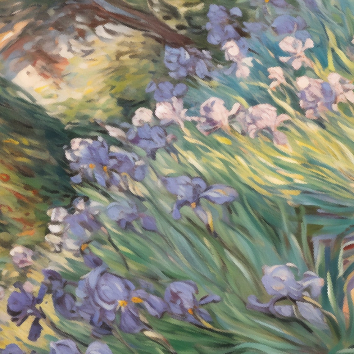 Purple Iris Garden in Bloom Impressionist Fine Floral Art Poster - Image 4