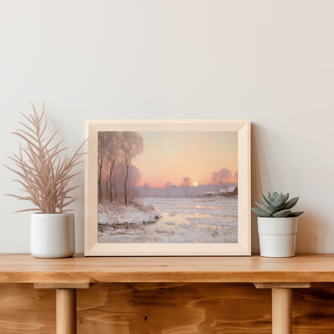 Frozen River At Dawn Under A Pink Winter Sky Landscape Poster - Image 5