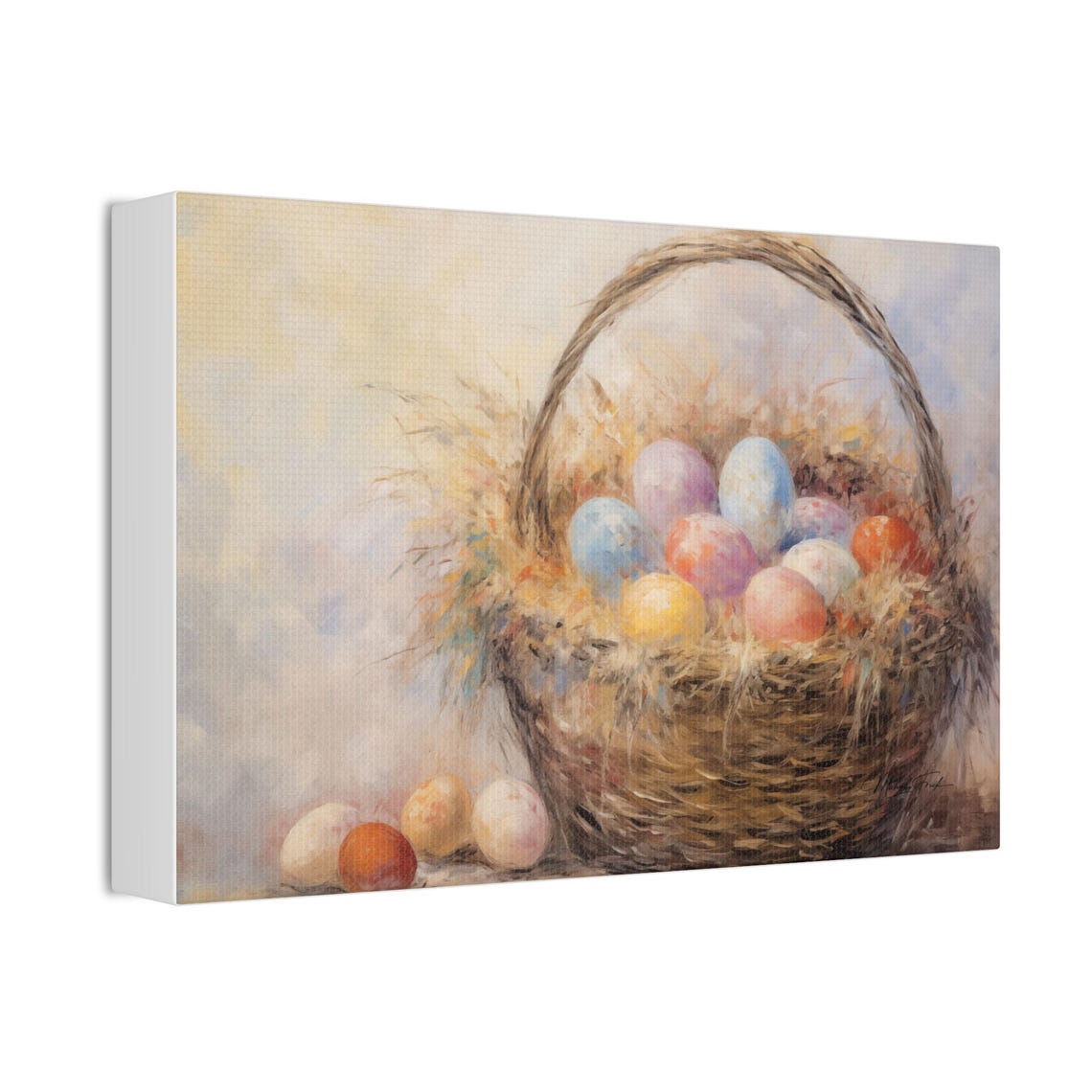 Pastel Easter Eggs Wicker Basket Spring Holiday Decor Art Poster - Image 3