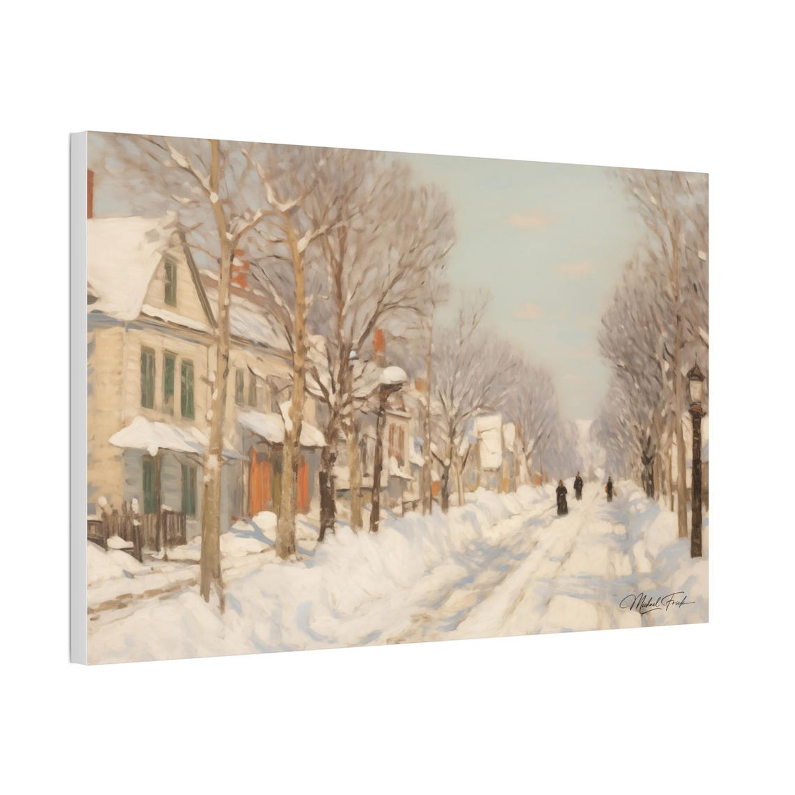 Quiet Snowy Neighborhood Street Winter Morning Landscape Poster - Image 5