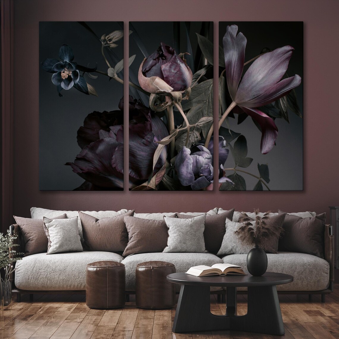 Purple Peonies and Tulips, Vintage Floral Art Print - Image 6