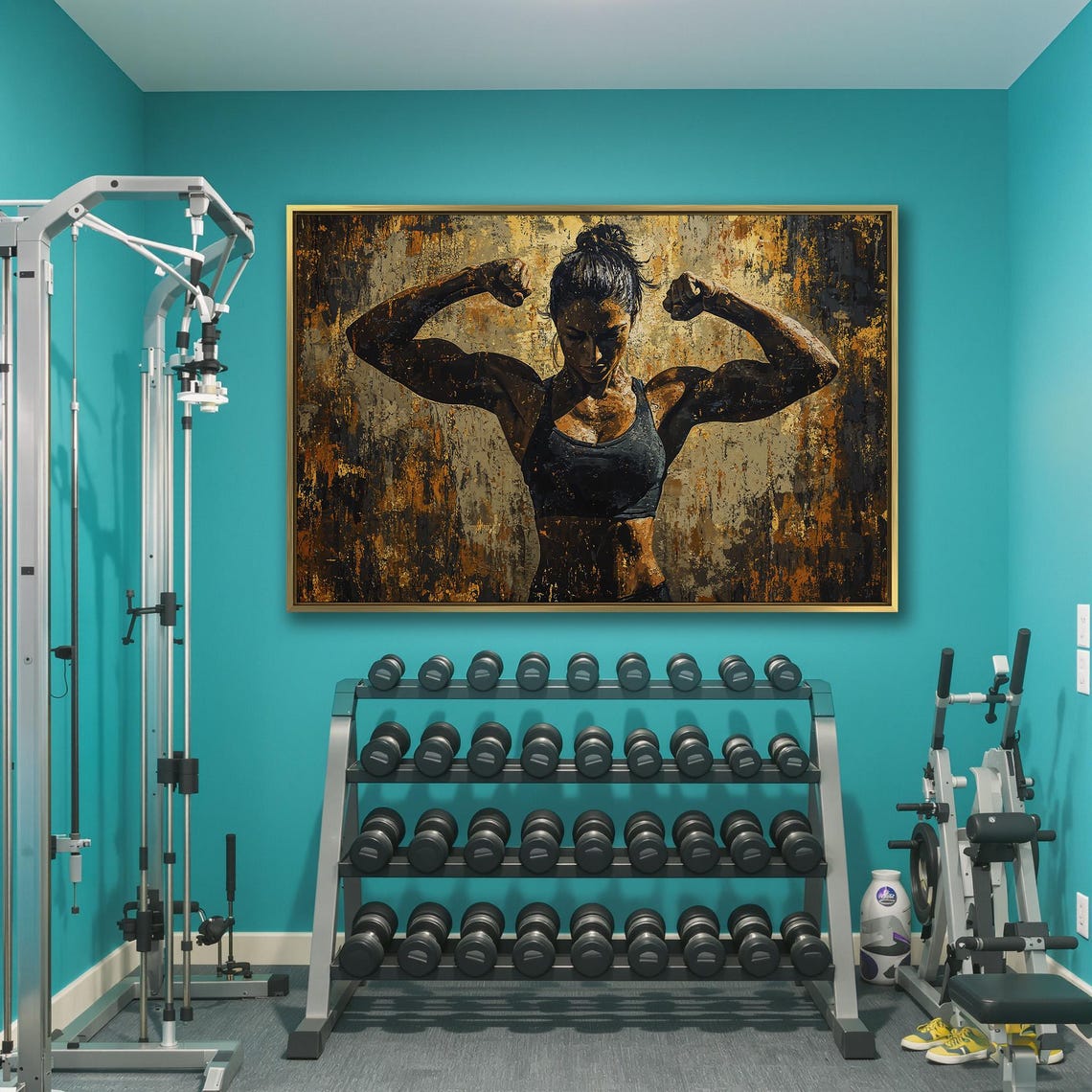 Fitness Motivation Framed Art Female Athlete Painting Print Strong Woman Wall Art Gym Decor Sports Poster Ready To Hang Gift - Image 3