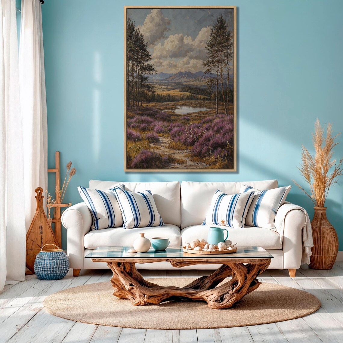 Mountain Valley Vista With Pine Trees and Heather Field Poster - Image 4