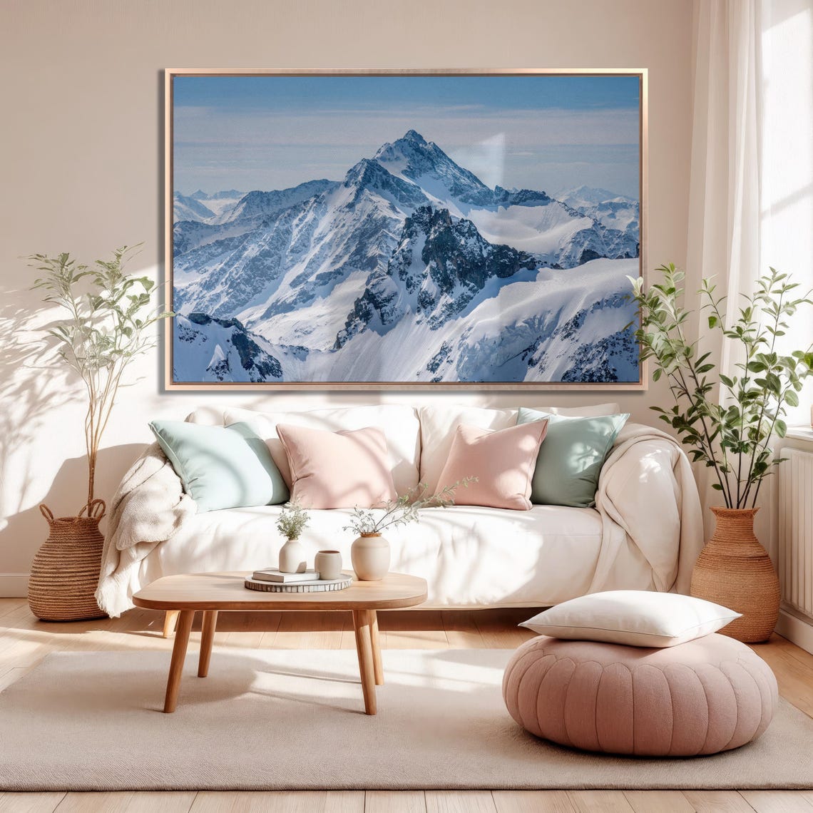 Snow-Capped Alpine Peak Panoramic Winter Mountain Photo Poster - Image 2