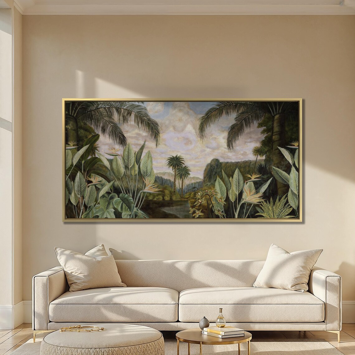 Lush Tropical Jungle Painting Palm Trees River Botanical Poster - Image 5