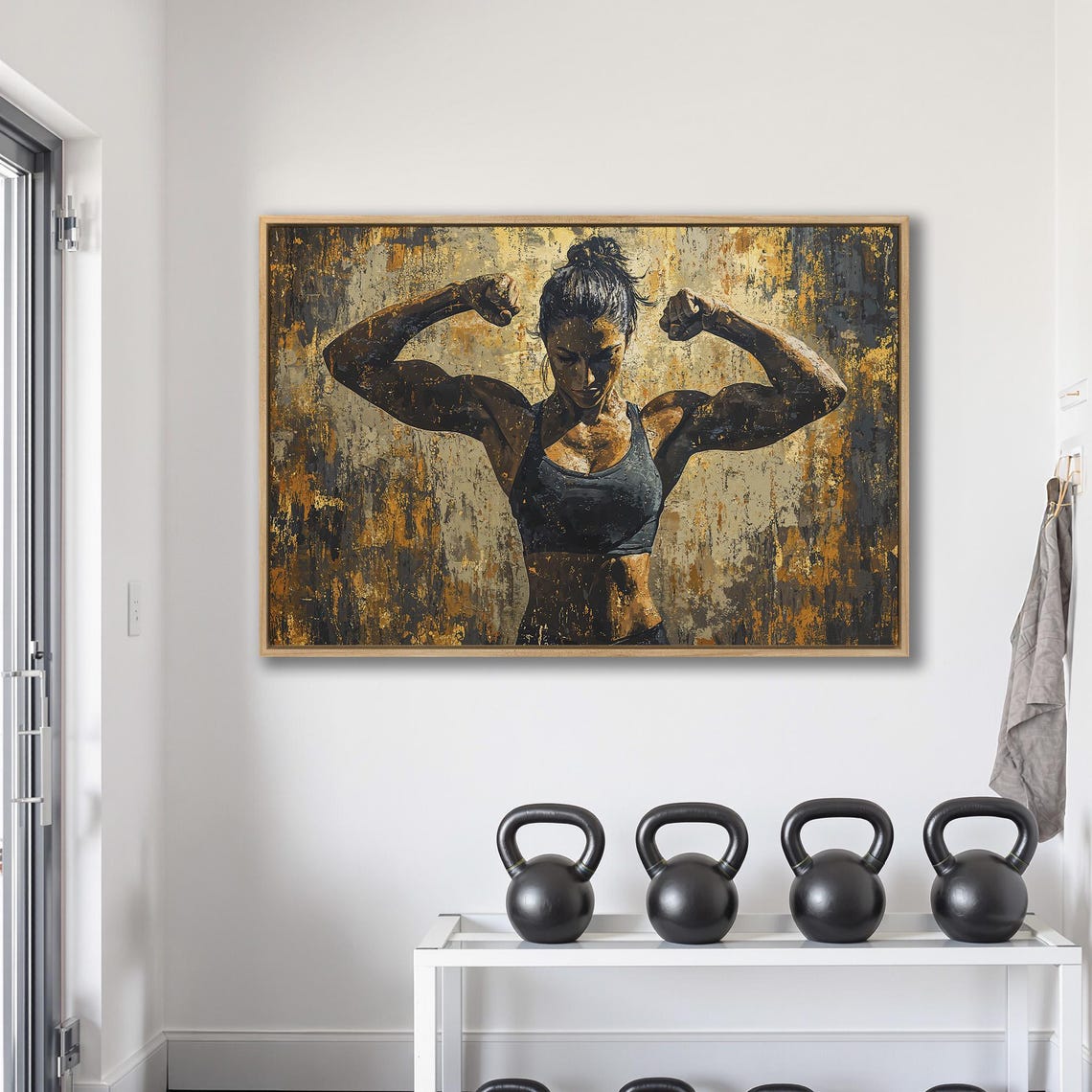 Fitness Motivation Framed Art Female Athlete Painting Print Strong Woman Wall Art Gym Decor Sports Poster Ready To Hang Gift - Image 2