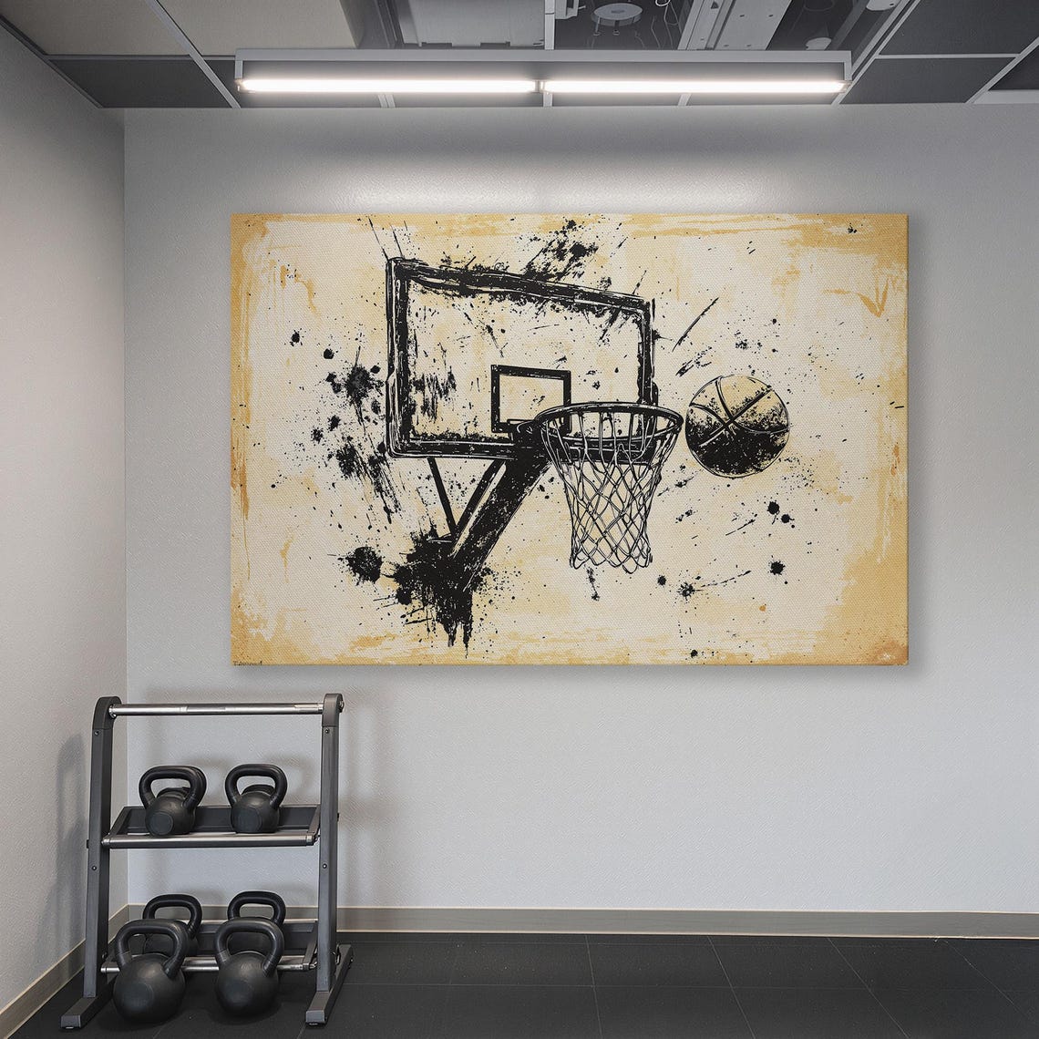 Ink Splash Basketball Hoop and Ball Sketch Style Sports Poster - Image 6