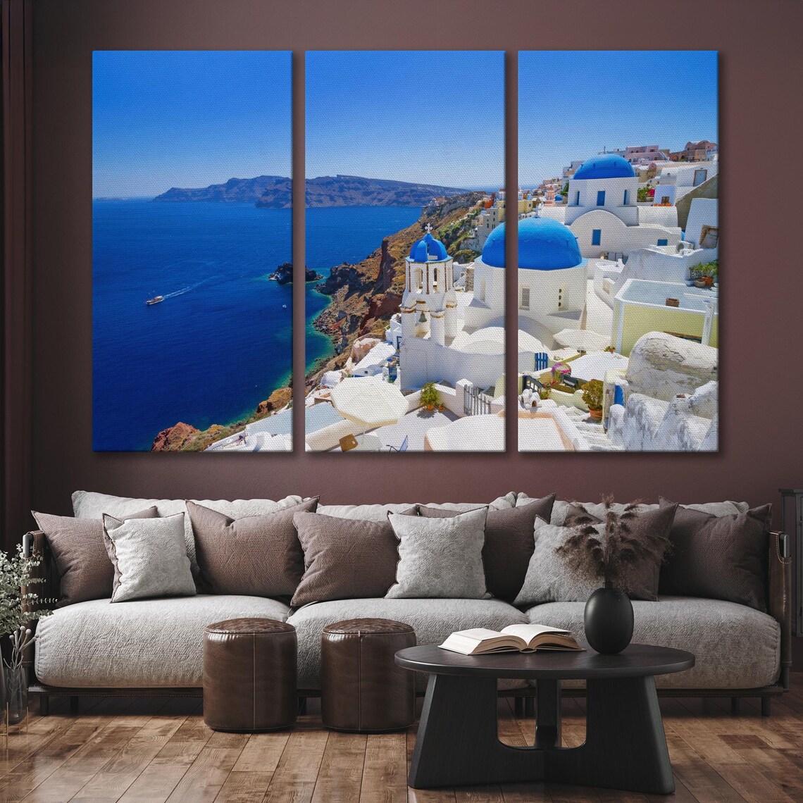 Santorini Blue Domes Aegean Sea Greece Island Travel Large Wall Art - Image 6