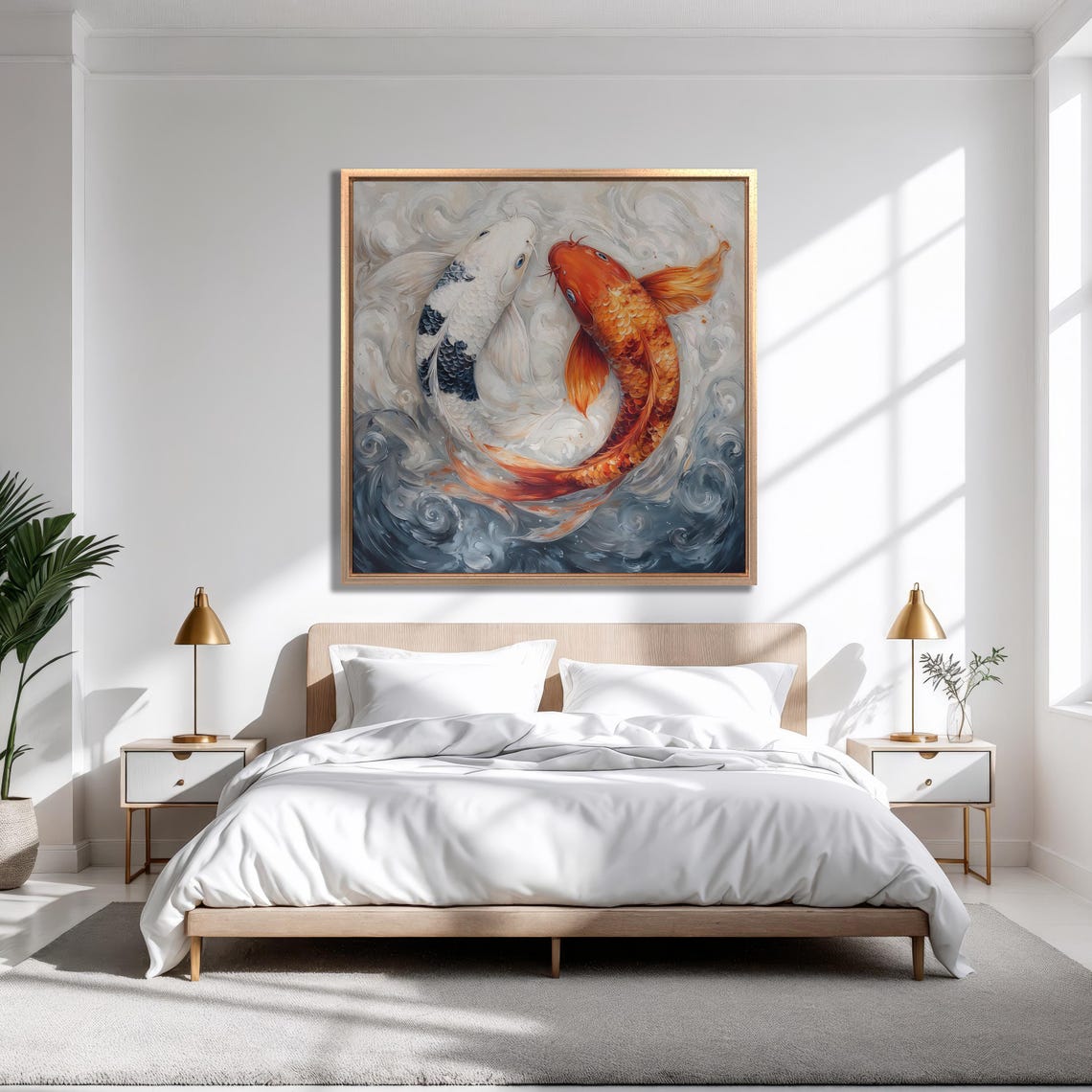 Two Koi Fish in Yin Yang Balance Swirling Water Harmony Art Poster - Image 5