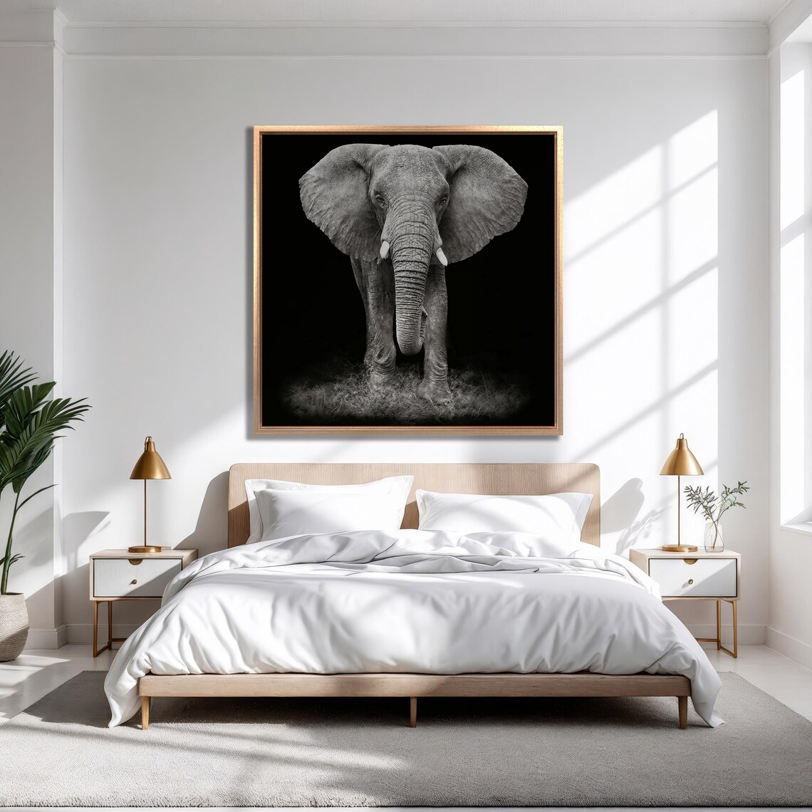 African Elephant Black and White Wall Art Print - Image 3