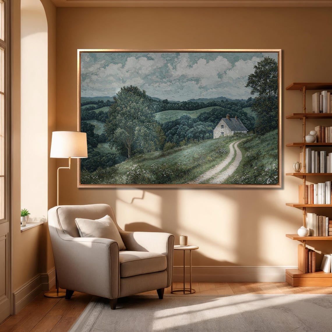 Stone Cottage On Hillside With Winding Dirt Path Landscape Poster - Image 6
