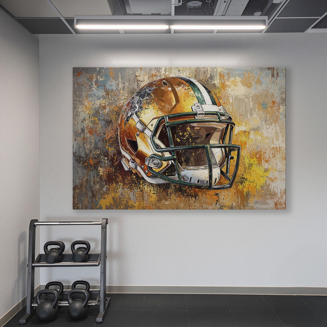 Gold And Green American Football Helmet Painting Sports Poster - Image 6