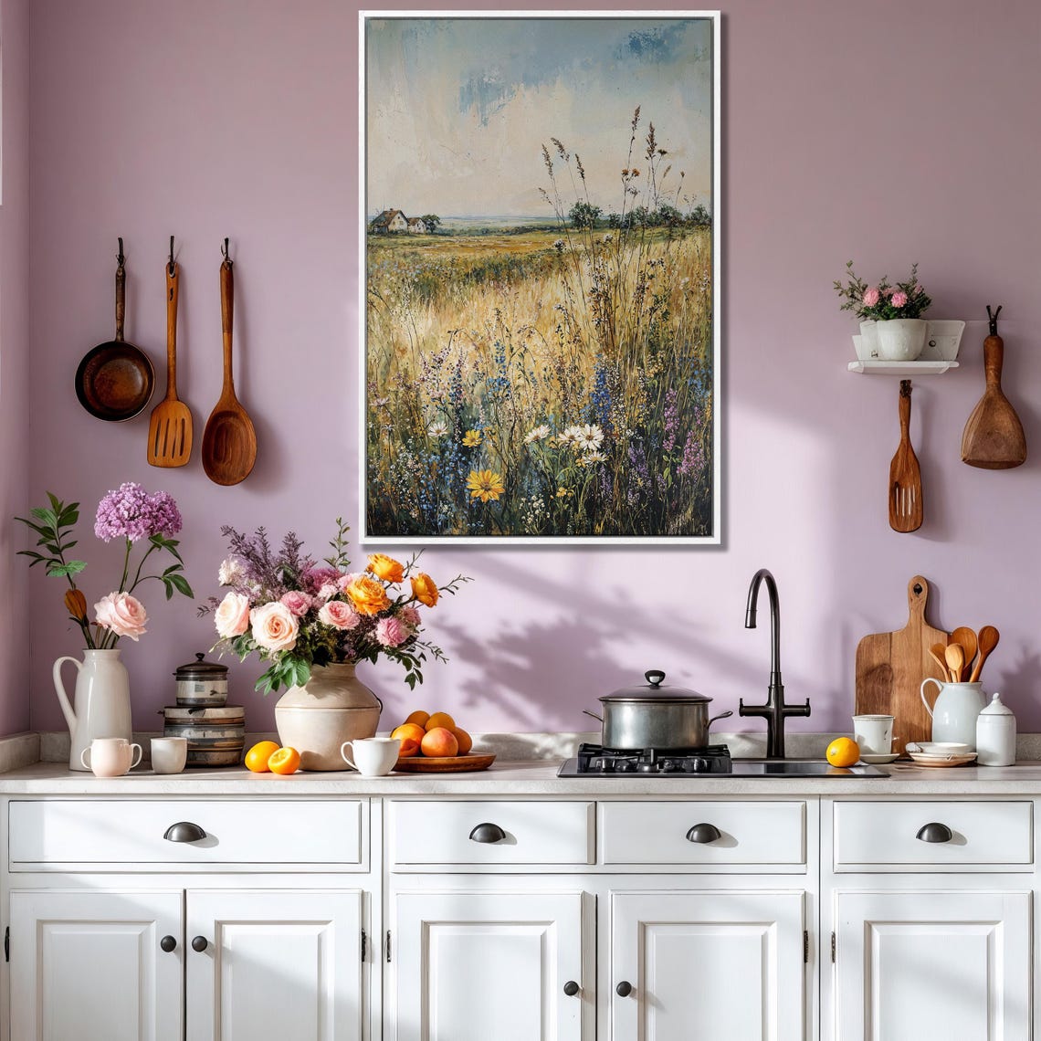 Summer Wildflower Meadow With Distant Farmhouse and Sky Poster - Image 3