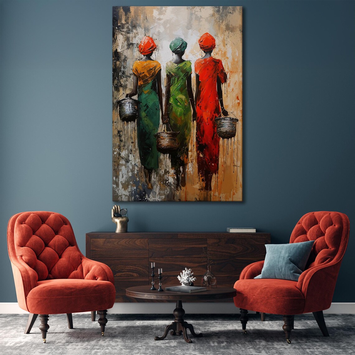 African Woman Abstract Masai Art Print, African Culture - Image 2