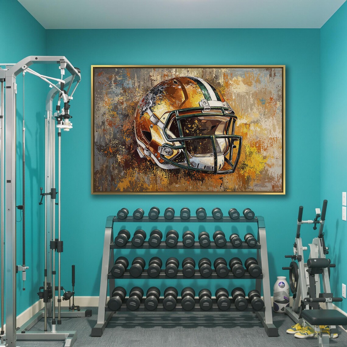 Gold And Green American Football Helmet Painting Sports Poster - Image 3