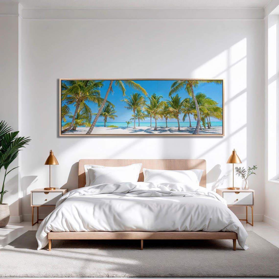 Tropical Beach White Sand Palm Trees Turquoise Ocean Panorama Poster - Image 5