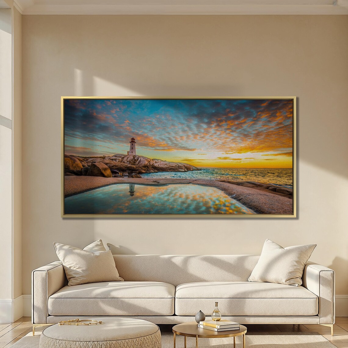 Peggys Cove Lighthouse Sky Sea Art Print