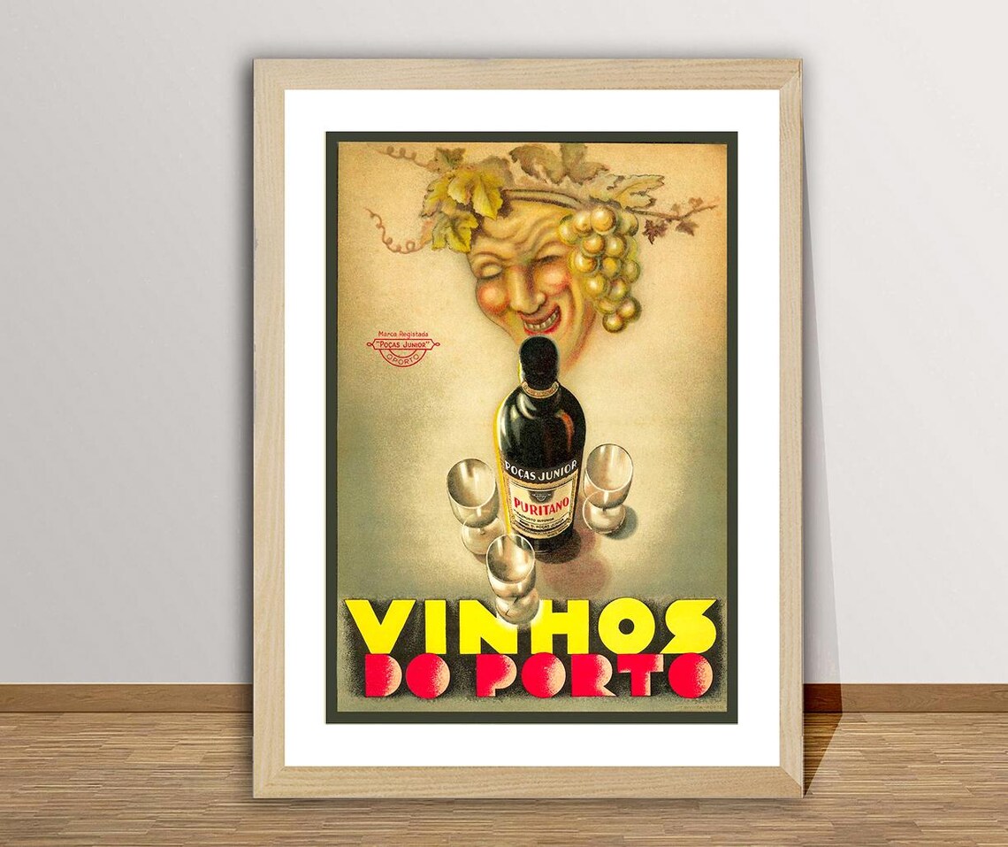 Vinhos Do Porto Portuguese Port Wine Vintage Bacchus Ad Poster - Image 2