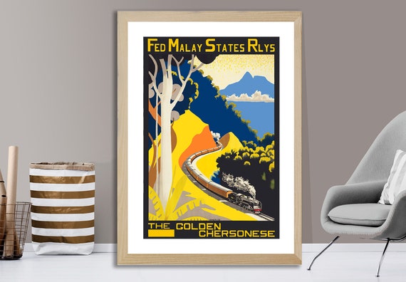 The Golden Chersonese Fed Malas States Rlys Vintage Travel Poster Poster Paper Or Print Gift Idea Wall Decor