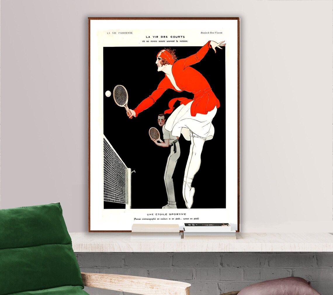 La Vie Parisienne Tennis Star Red Art Deco Magazine Art Poster - Image 2