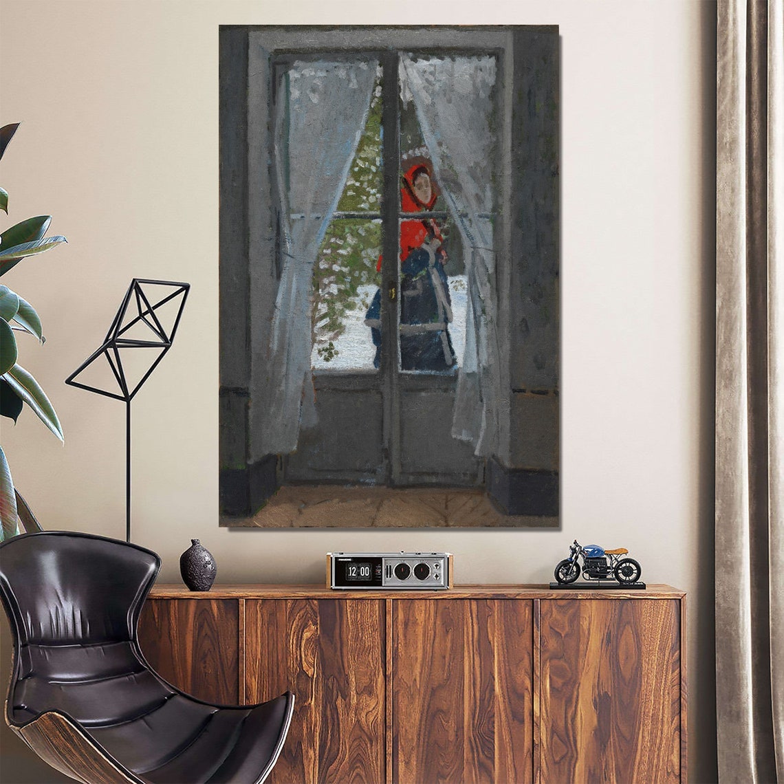 Monet The Red Kerchief Woman At Snowy Window Impressionist Poster - Image 3