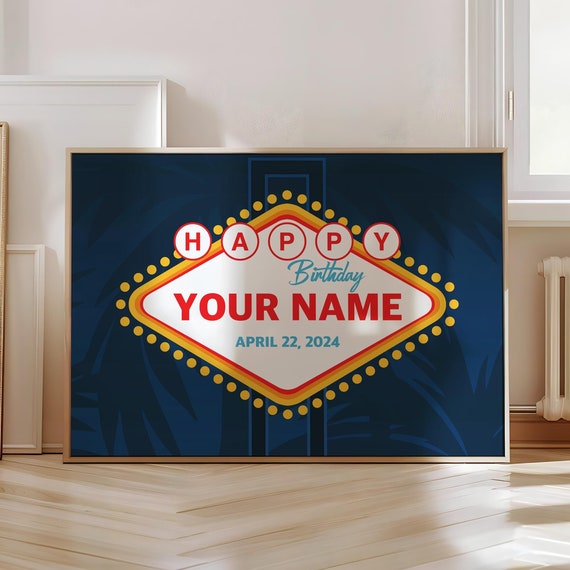 Custom Las Vegas Poster Personalized Sign Print Wedding Wall Art Anniversary Gift Birthday Optional Frame