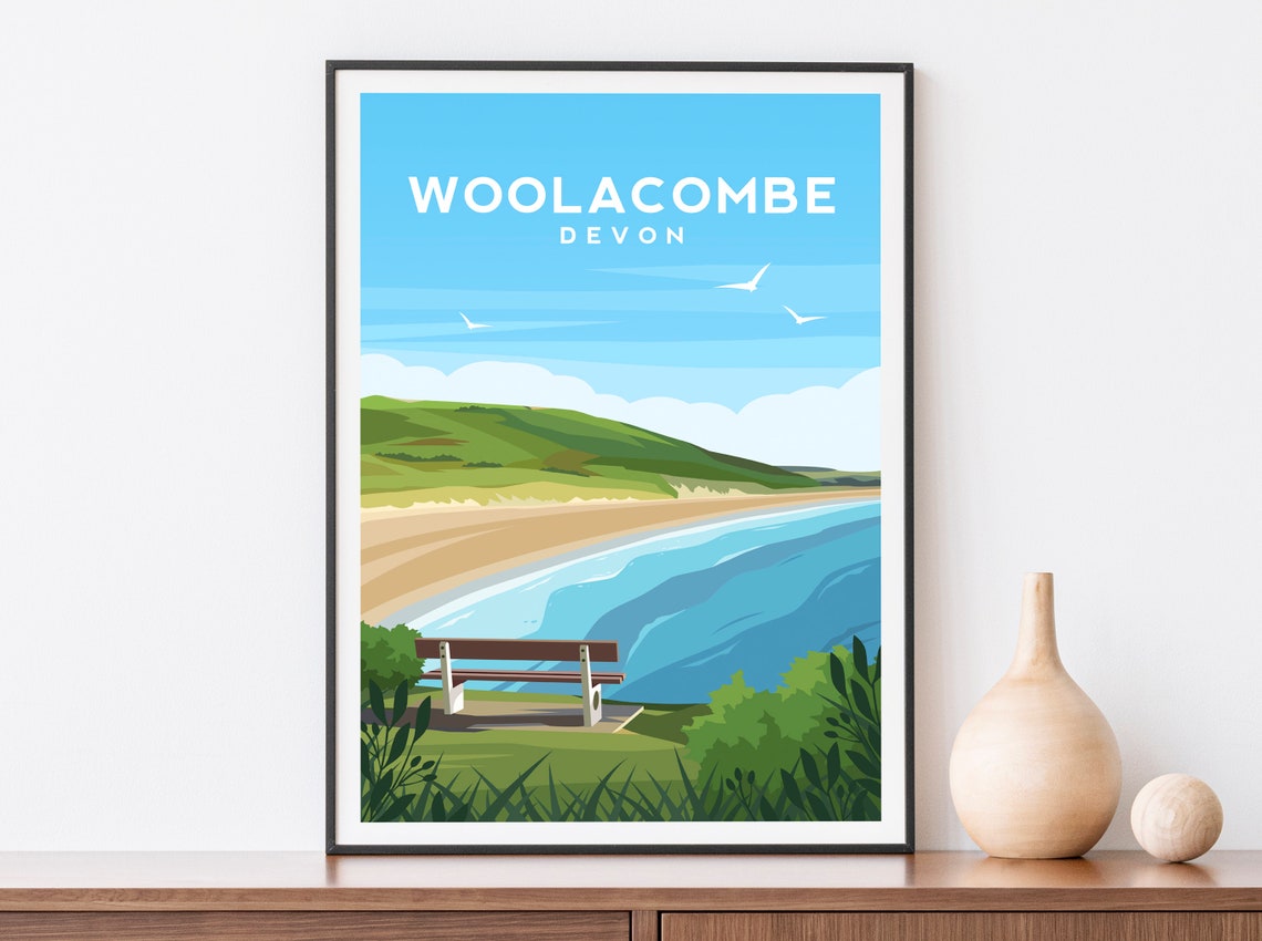 Woolacombe Devon Beach and Headland Viewpoint England Poster