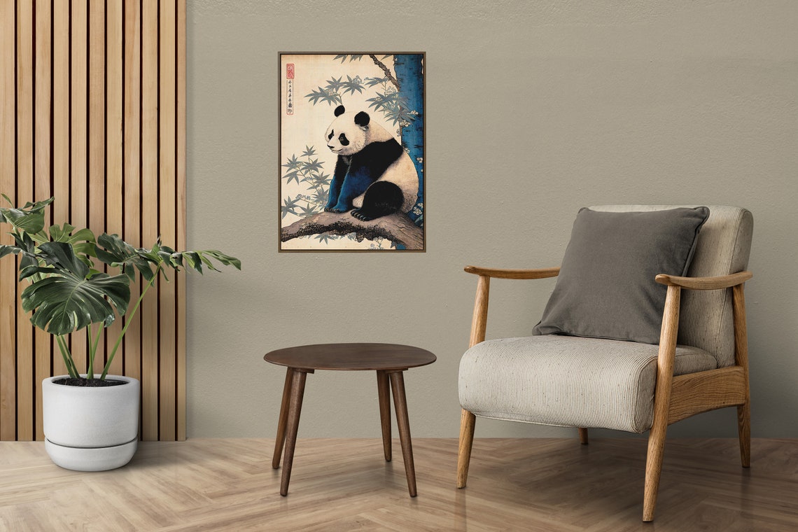 Panda Wall Poster Japanese Art Style Illustration Bamboo Landscape Wall Decoration Framing Poster - Image 2