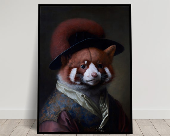 Portrait Of A Noble Red Panda Baroque Style Animal Wall Decoration Red Panda Poster Wall Poster To Frame