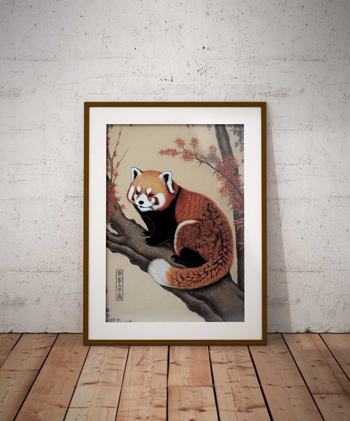 Red Panda Japanese Ukiyo-E Poster, Animal Art Print - Image 2