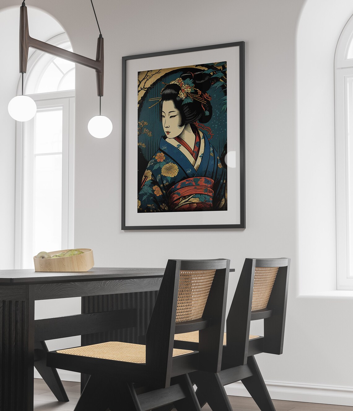 Geisha Blue Kimono Japanese Art Poster - Image 4