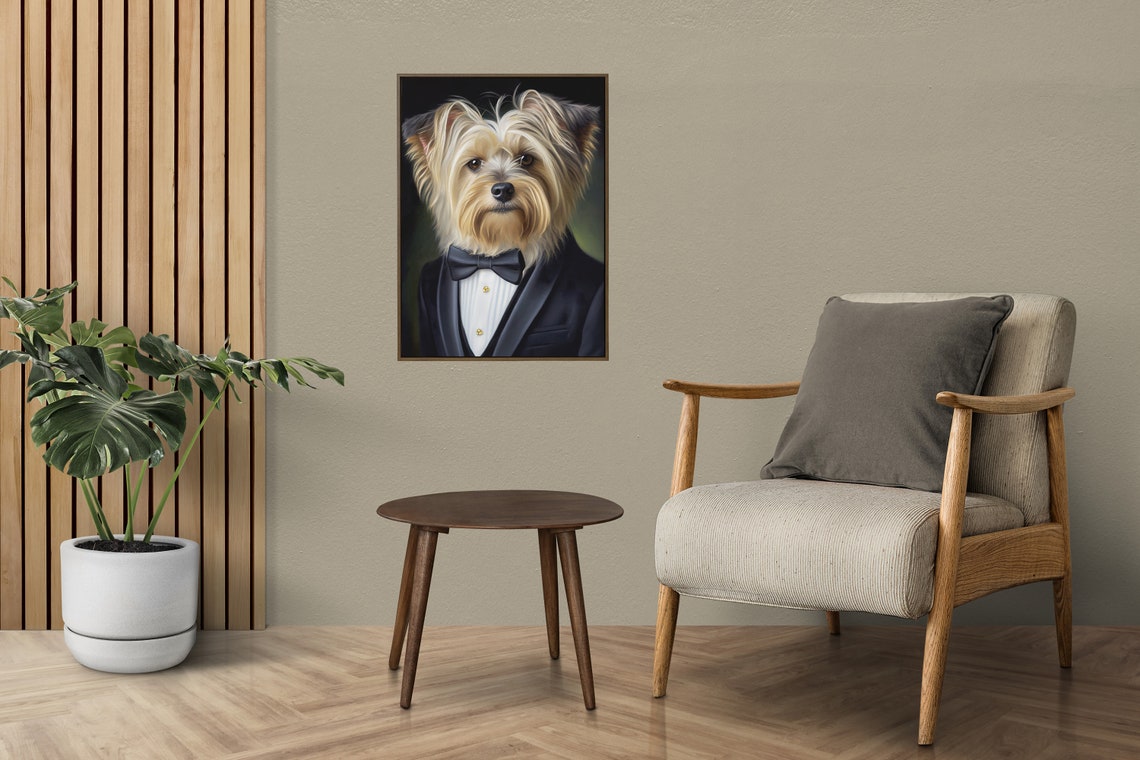 Yorkshire Terrier in Tuxedo with Bow Tie Elegant Dog Portrait Poster - Image 4