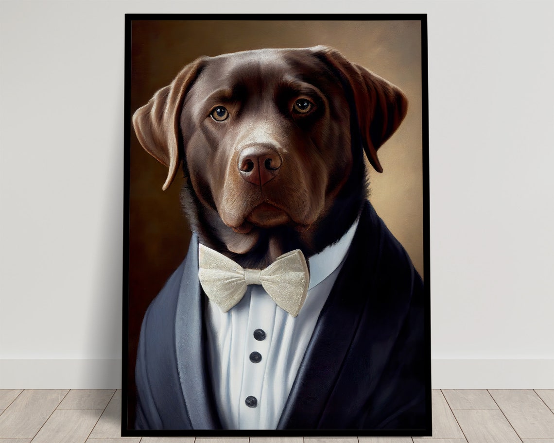 Chocolate Labrador In Tuxedo Formal Bow Tie Gentleman Portrait Poster