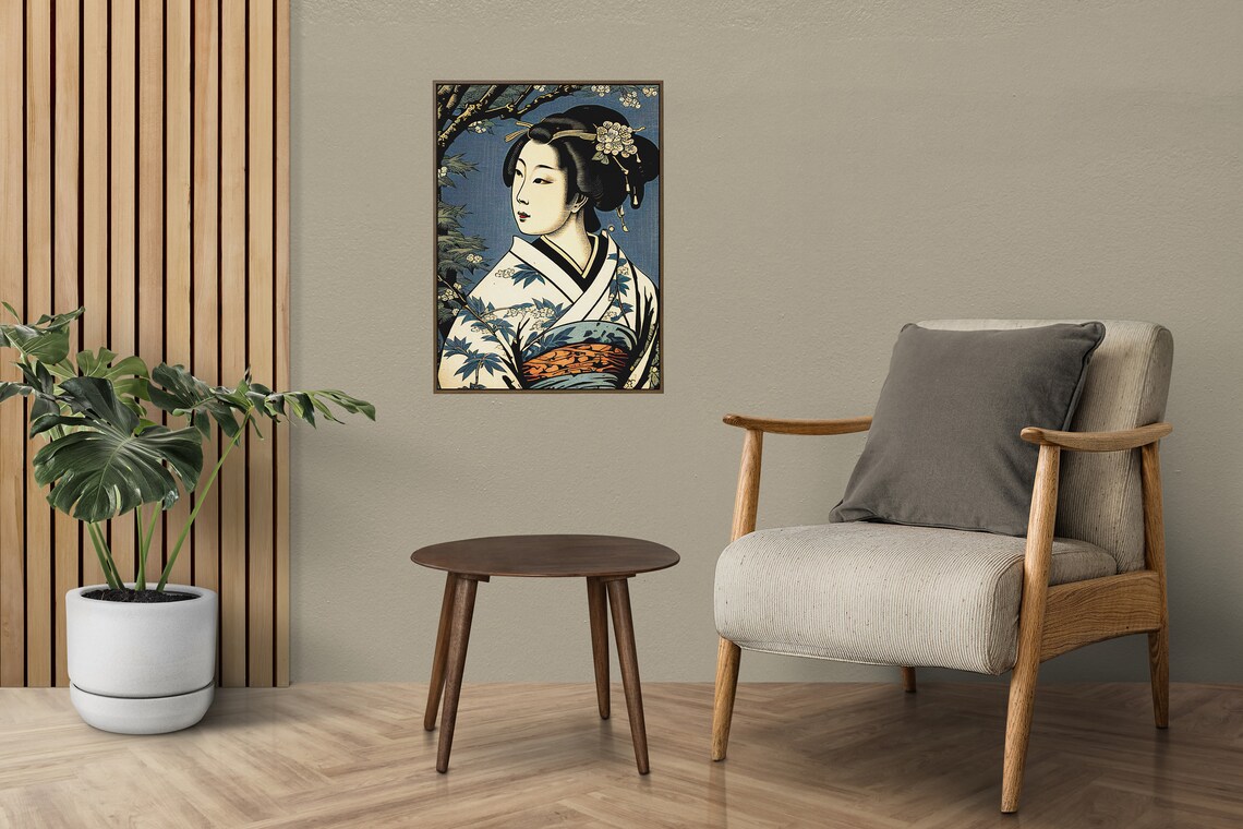 Geisha Japanese Art Style Illustration Poster - Image 4