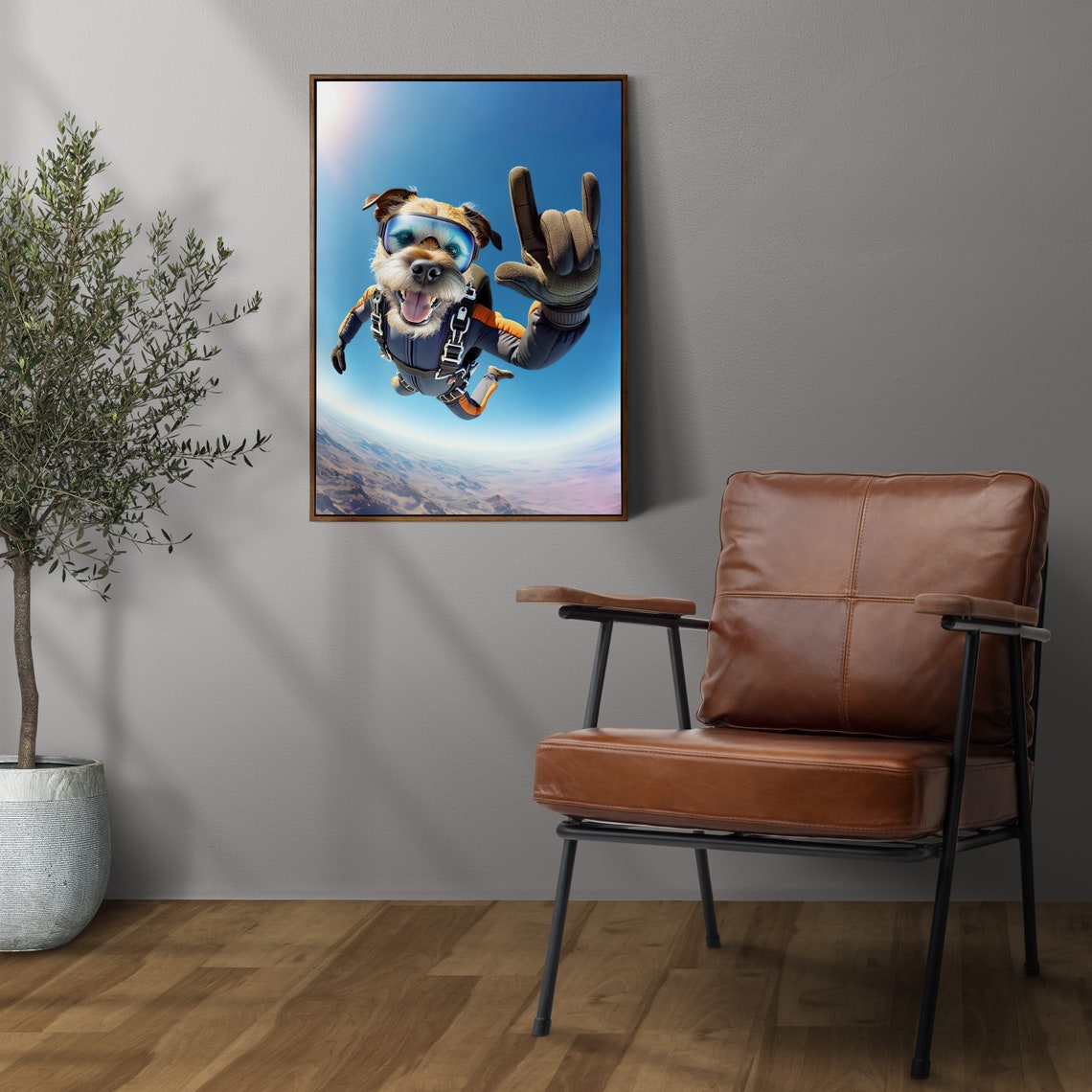 Border Terrier Skydiving Rock On Sign Epic Freefall Dog Poster - Image 3
