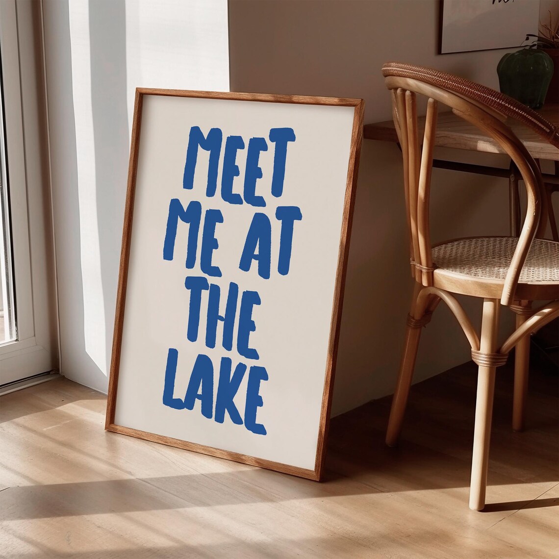 Meet Me At The Lake Blue Typography Art Print - Image 2