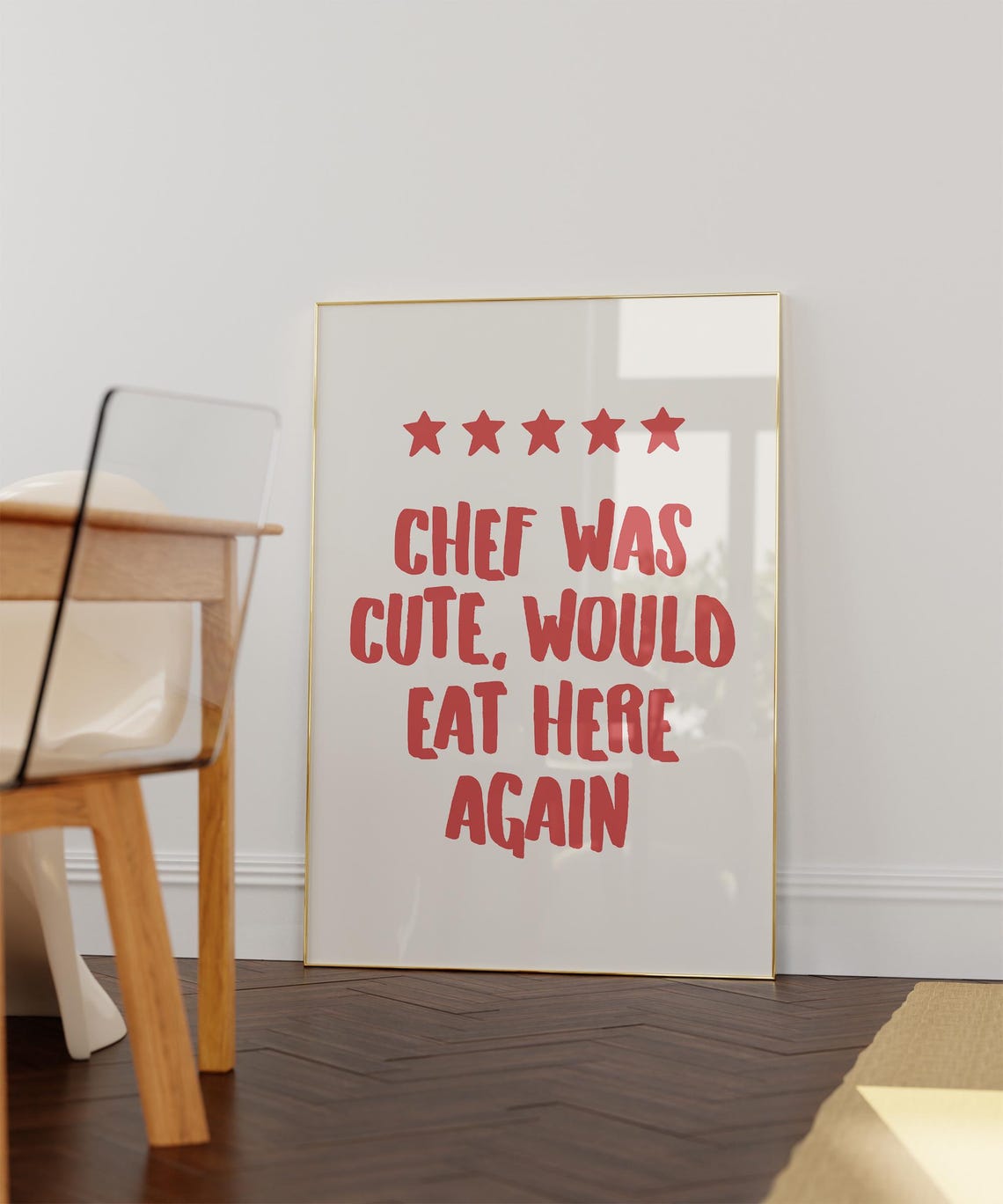 Chef Was Cute Would Eat Here Again Funny Red Kitchen Wall Poster - Image 3