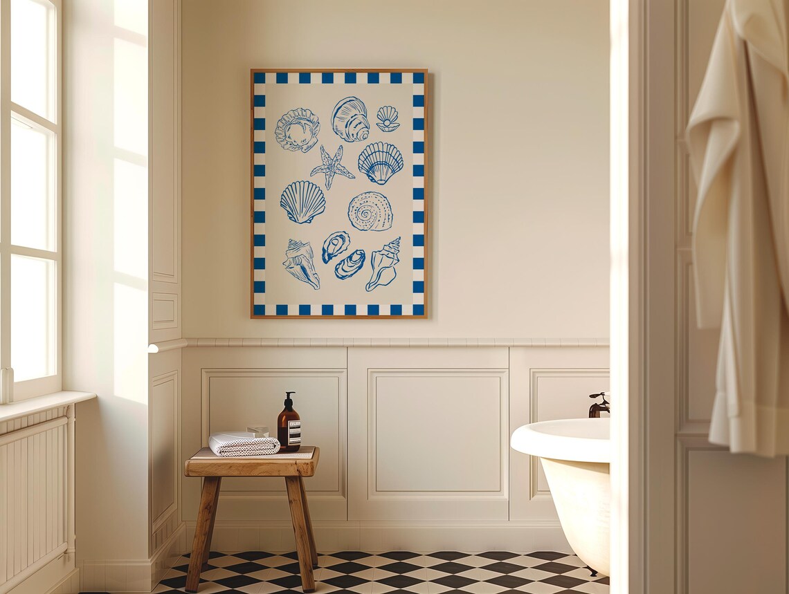 Seashells Blue Art Print, Coastal Beach Decor - Image 4