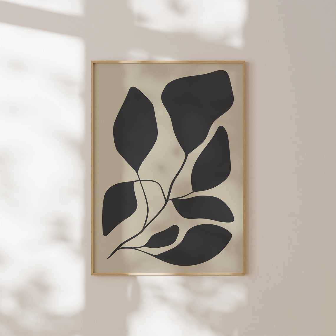 Abstract Botanical Floral Art, Neutral Mid-Century Print - Image 3