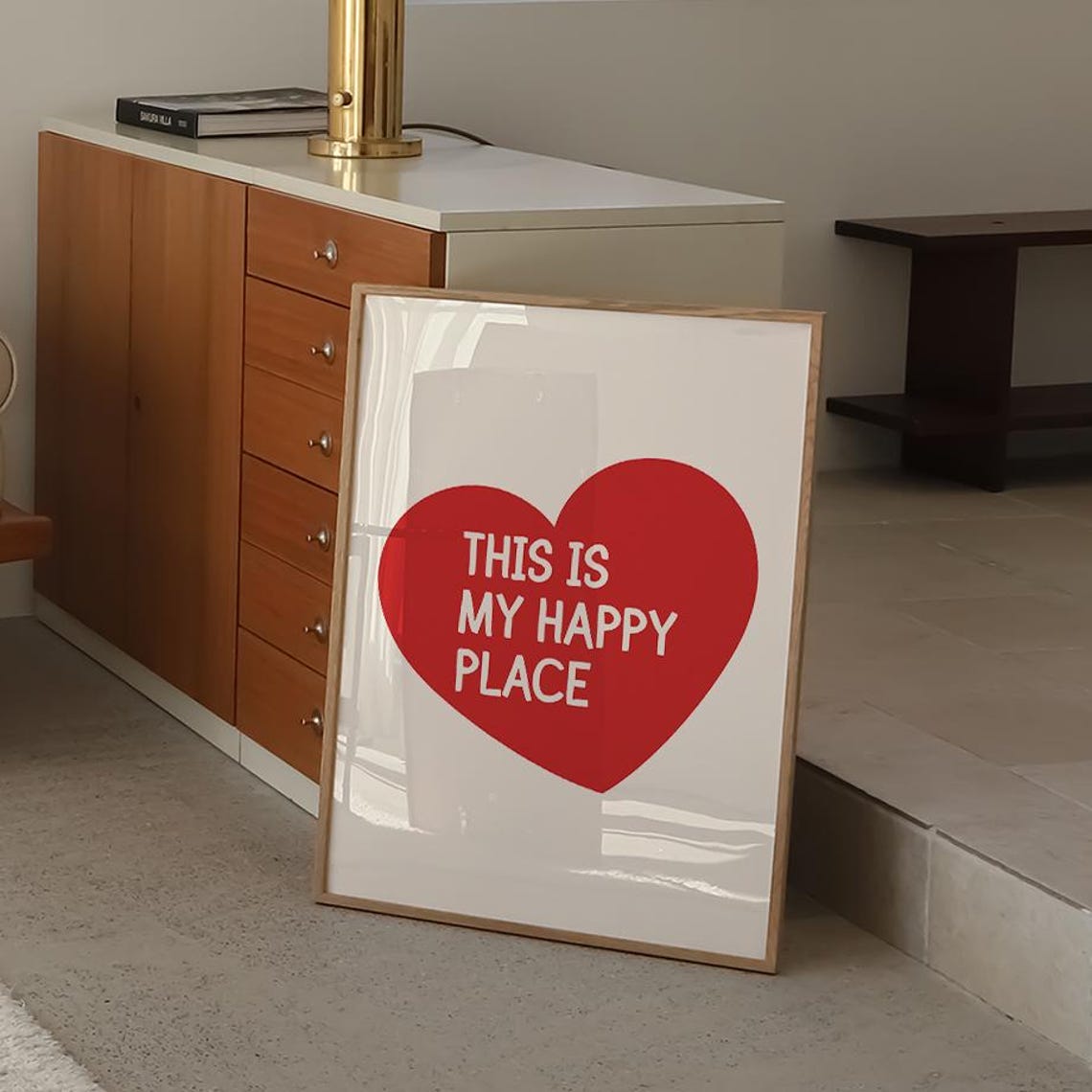 This Is My Happy Place Big Red Heart Positive Quote Wall Art - Image 4
