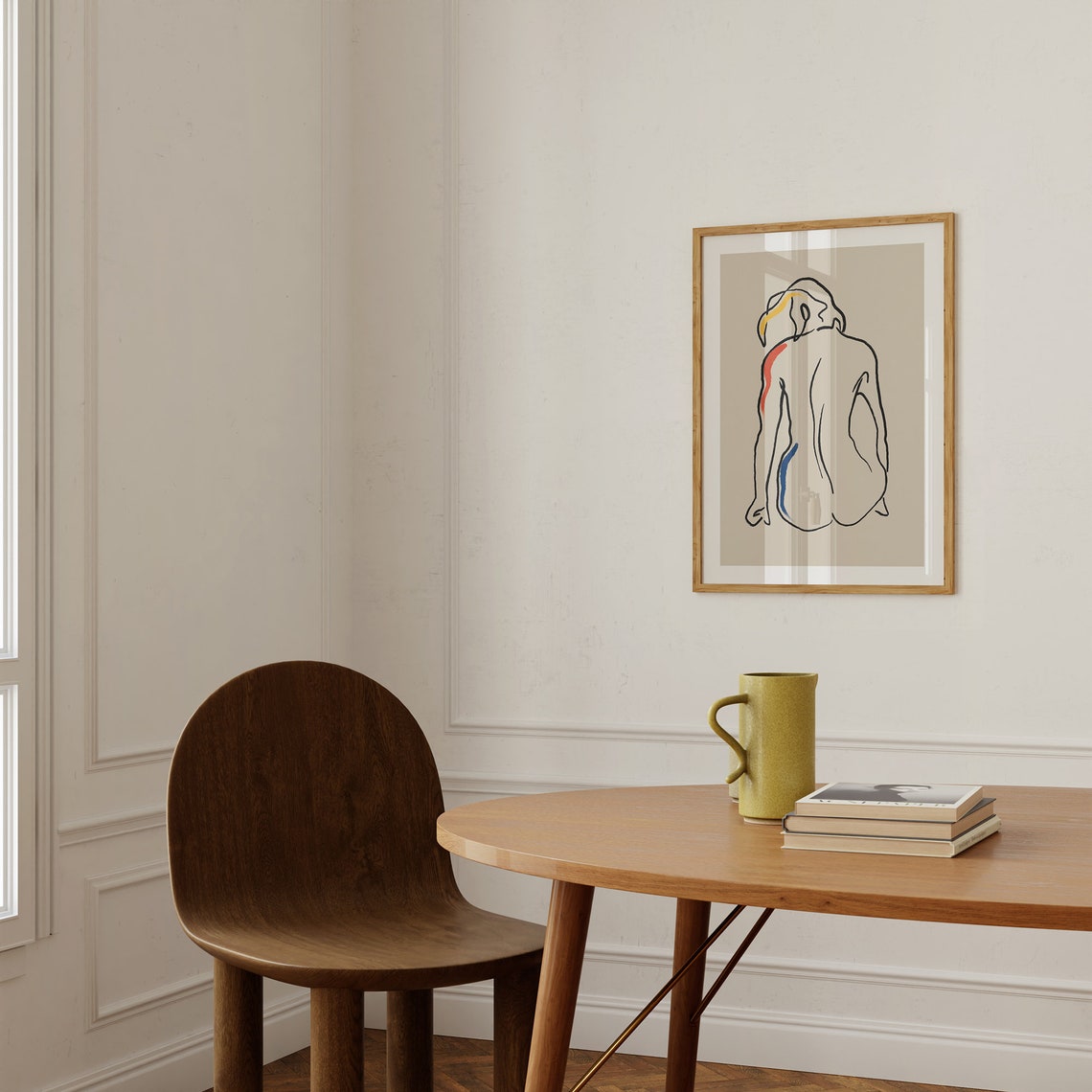 Abstract Female Figure Line Art Color Accent Modern Style Poster - Image 2