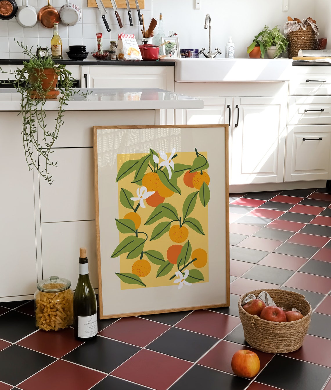 Orange Branch Blossom Citrus Fruit Kitchen Mediterranean Poster - Image 2