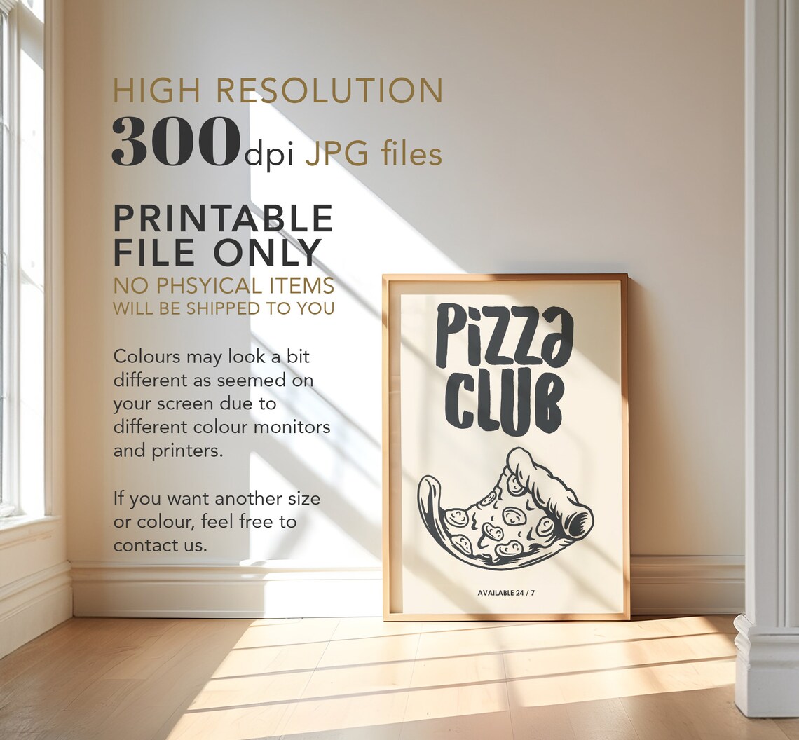 Pizza Club Print, Modern Kitchen Wall Art - Image 3