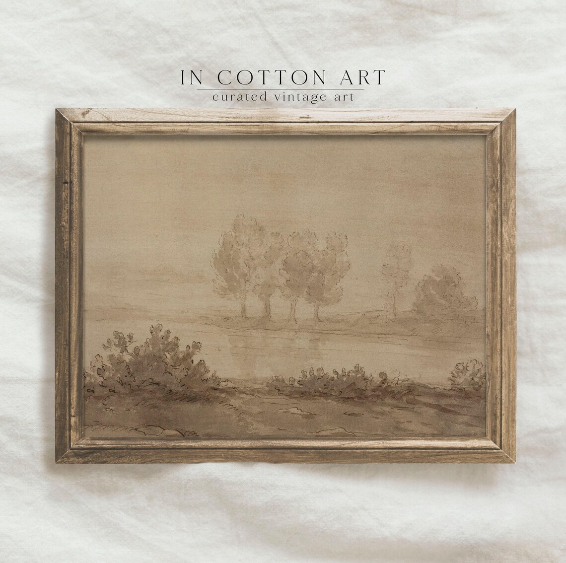 Monochromatic Brown Ink Trees Vintage Landscape Art Print - Image 3