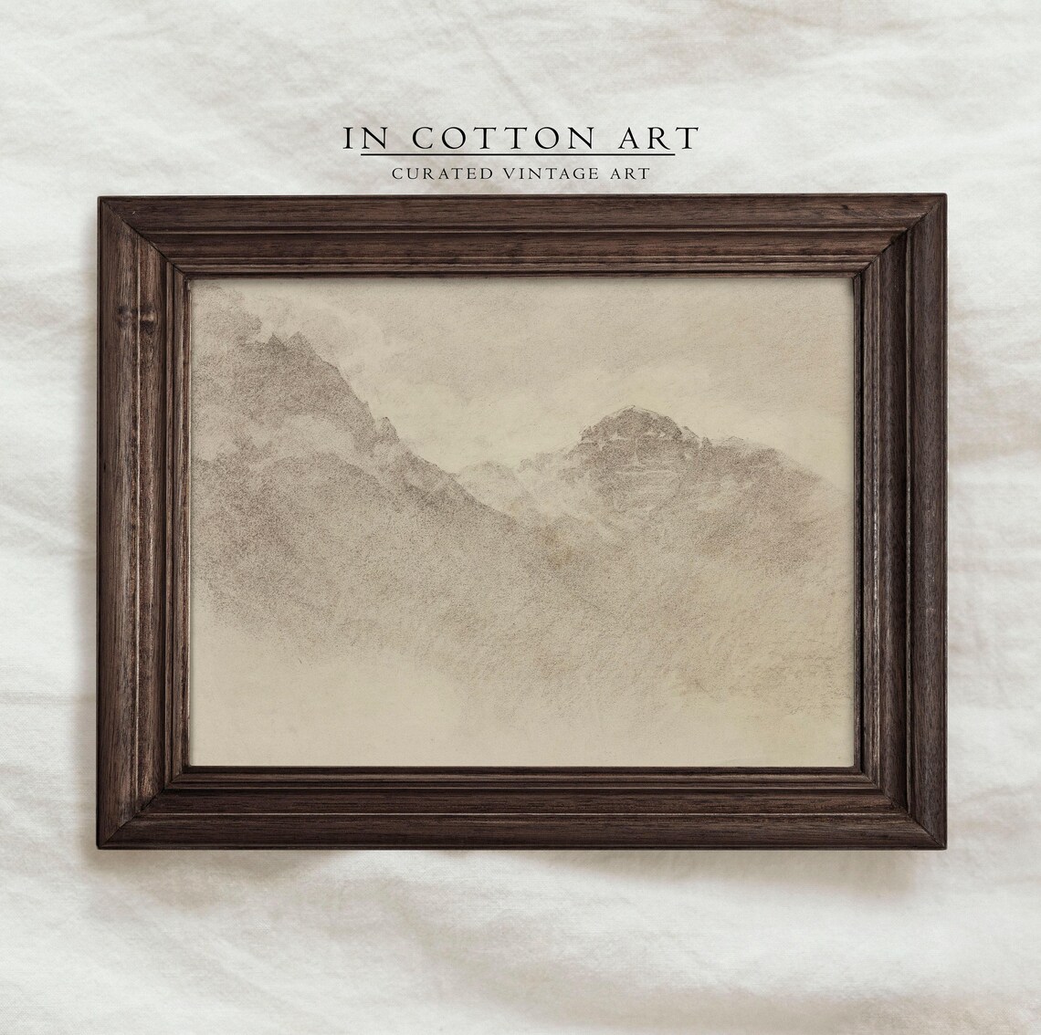 Minimalist Mountain Landscape, Rustic Sketch Art Print - Image 3