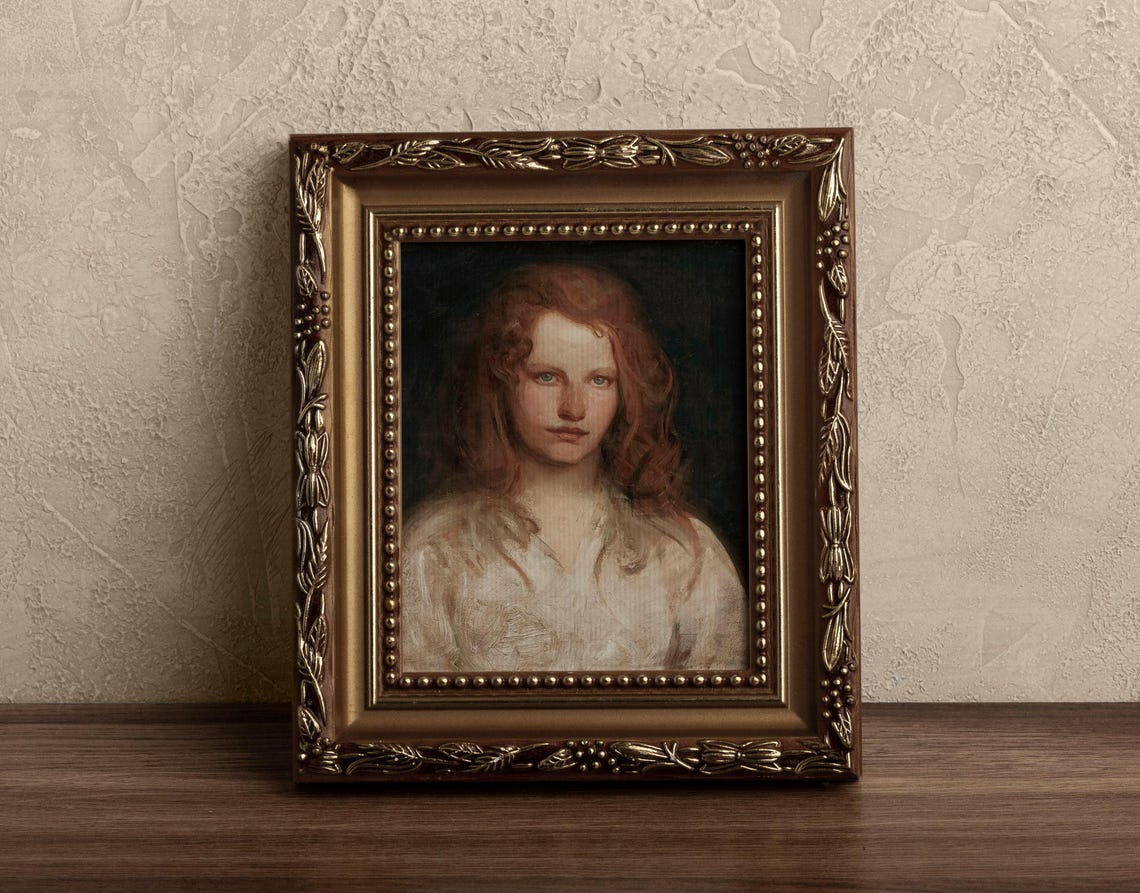 Elegant Victorian Lady Portrait Moody Woman Portrait Oil Painting Vintage French Wall Art P197 - Image 3